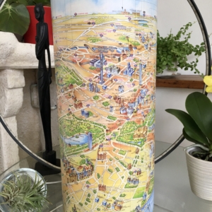 Lampe sur pied décorative – Plan de Londres et tissu orangé
